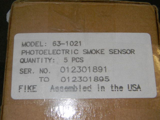 Fike Photoelectric Smoke Sensor Detector 63 1021