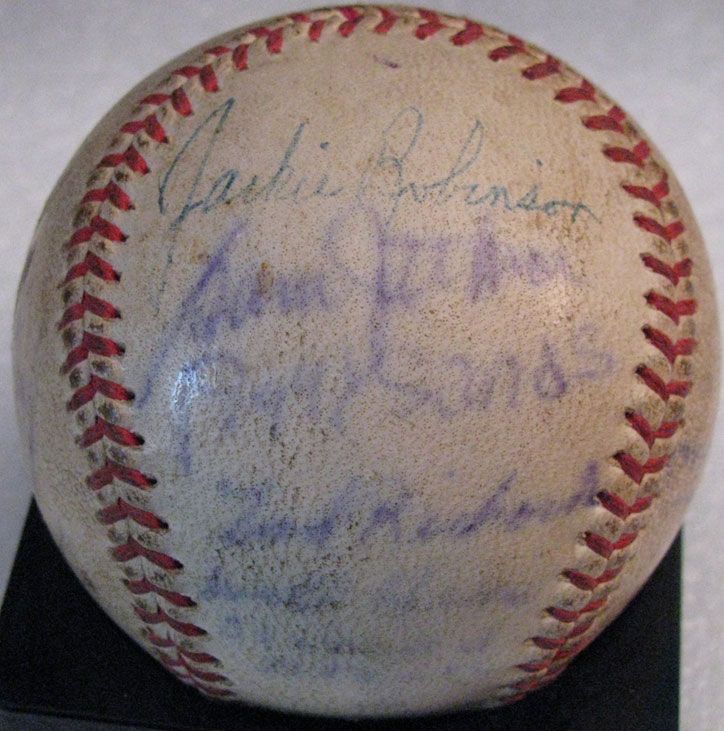 Jackie Robinson Signed Auto PSA DNA Baseball 1950 Negro League 9 Sigs 