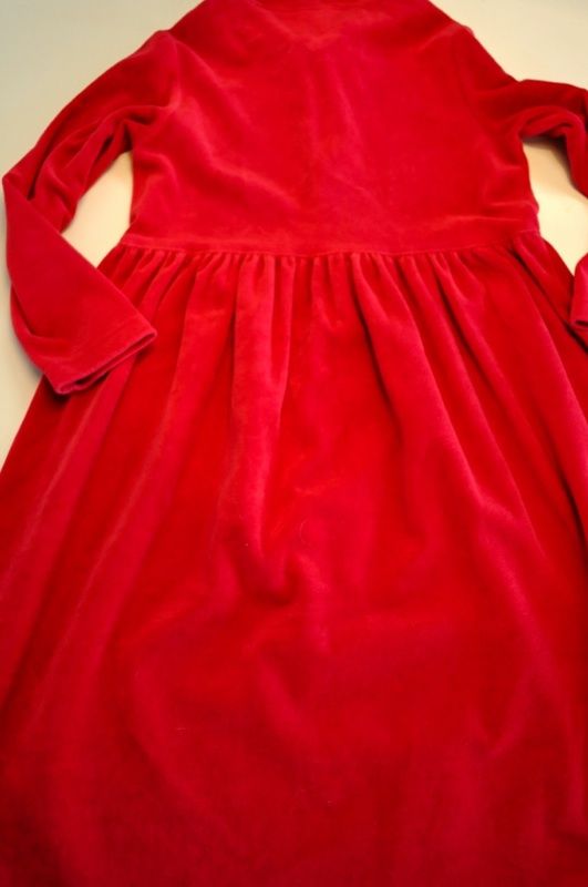Hanna Andersson Dress girls size 130 Red Velous Dress EUC cute Winter 