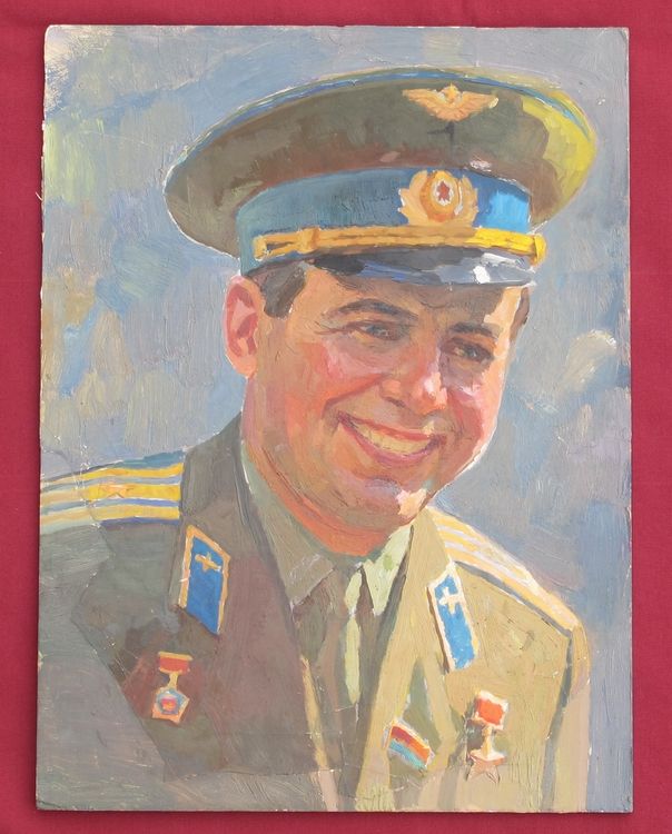 Popovich Oil Painting Old Portrait CCCP VOSTOK 4 Cosmonaut 1960 Soviet 