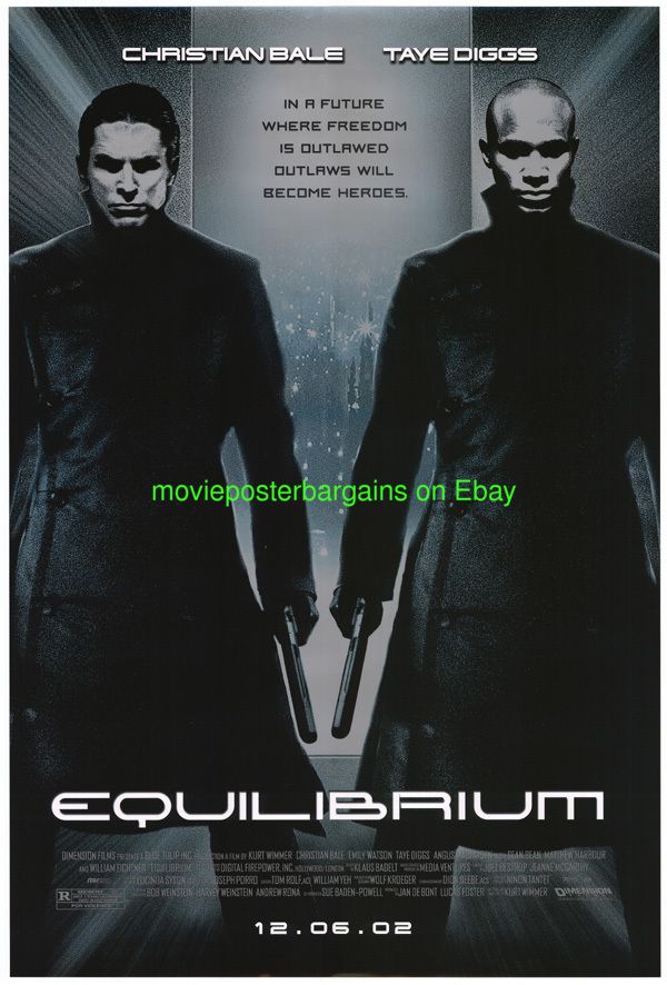 Equilibrium Movie Poster Christian Bale 2002 Sci Fi