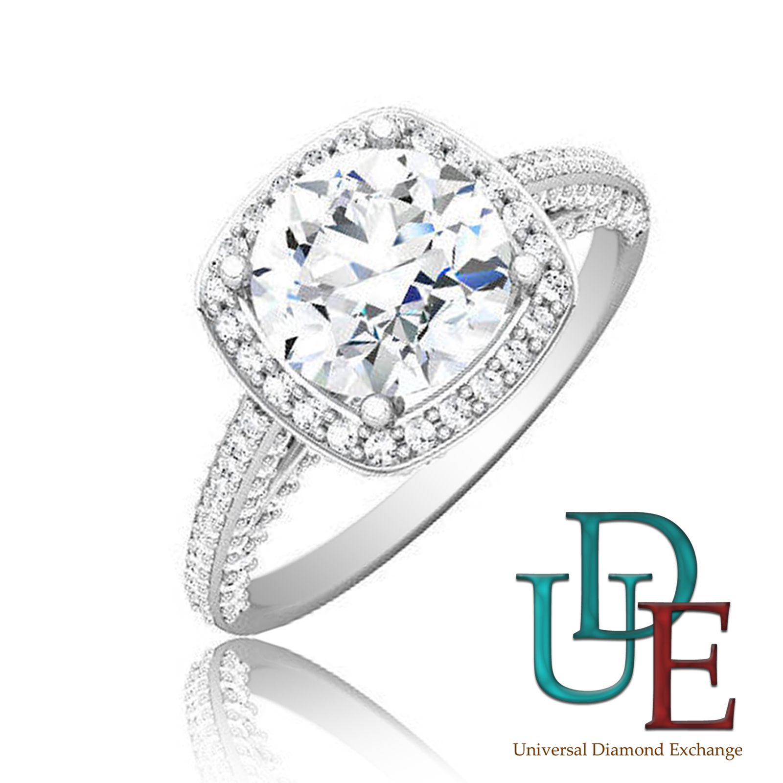 Diamond Engagement Anniversary Ring 2 19 Carat Round Shape 18K White 