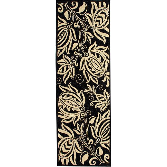 Indoor Outdoor Andros Black Sand Runner 24 x 67