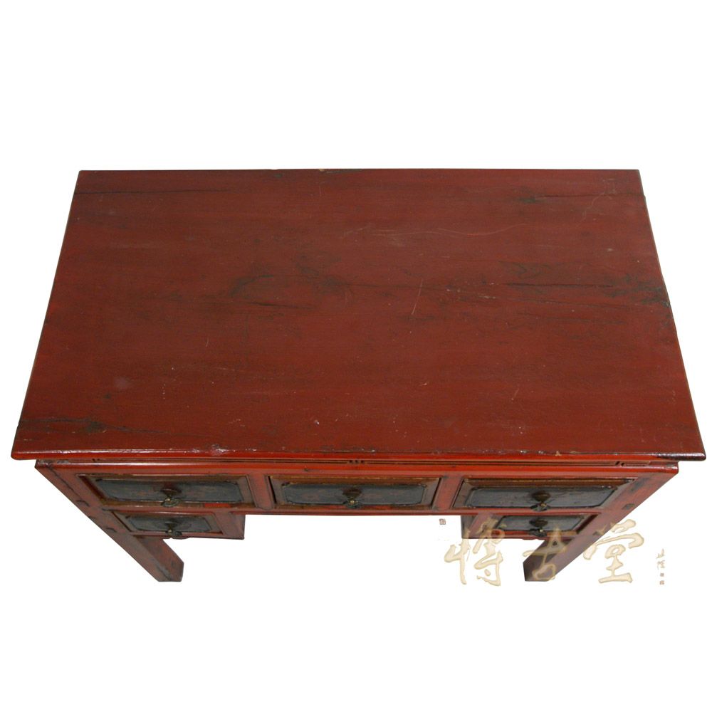 Chinese Antique Red Lacquered Zhejiang Writing Desk 12LP34