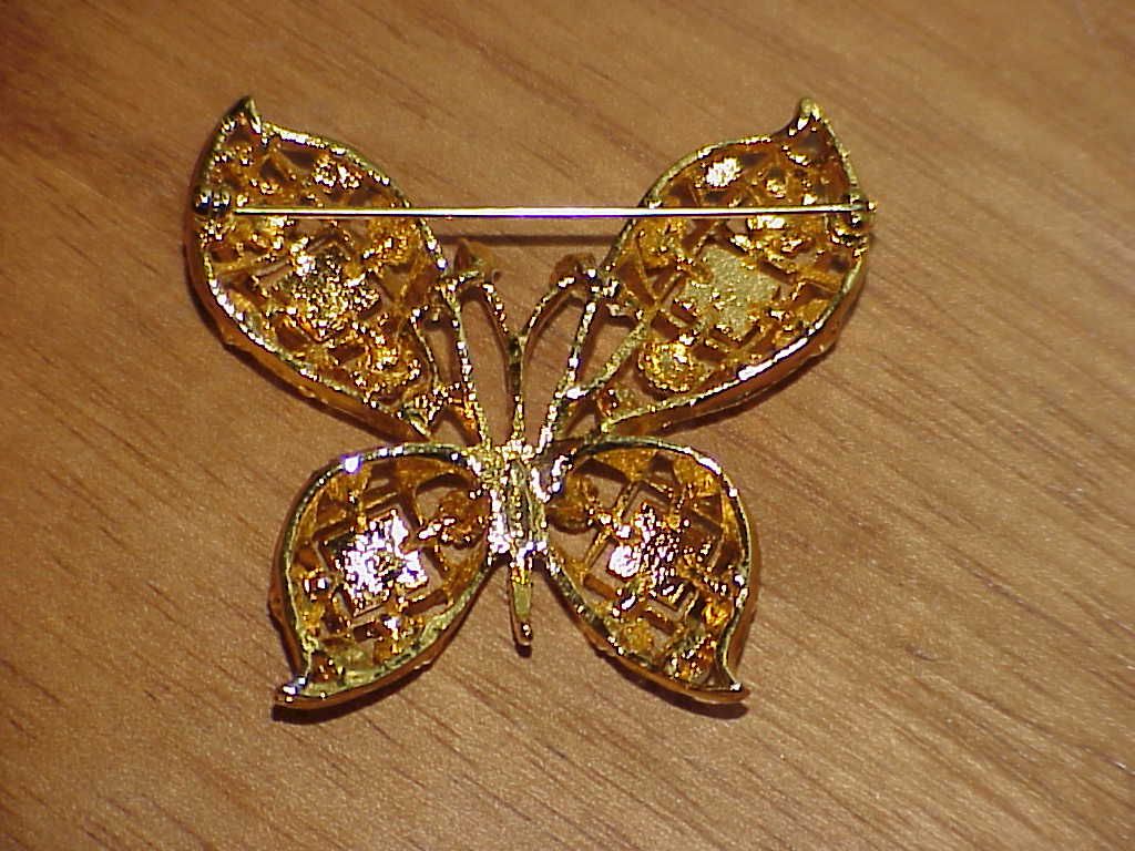 Vintage Jewelry Avon Butterfly Brooch Pearl Rhinestone Enamel 
