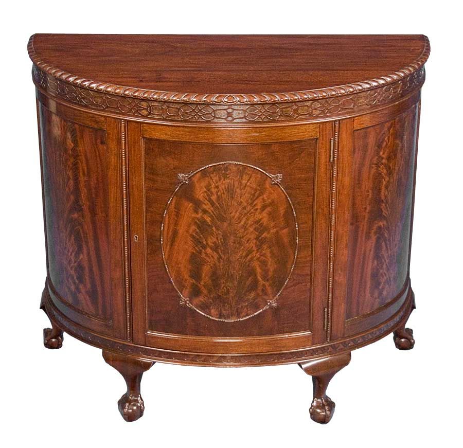 Antique Mahogany English Demi Lune Sideboard Buffet Server Half Round 