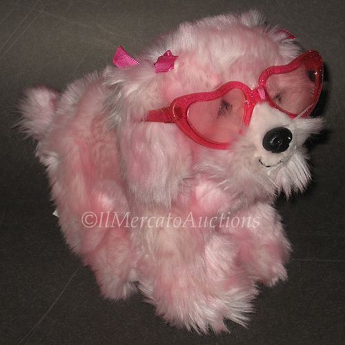 Animal Alley Plush Pink Puppy Dog Toy Heart Sunglasses