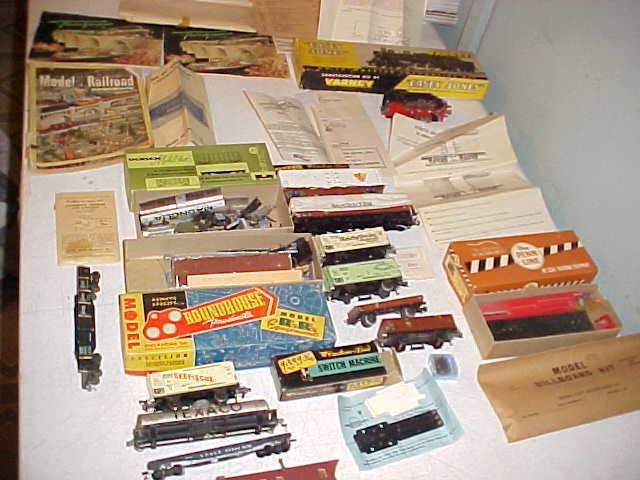 Antique HO train lot Engine cars parts boxes accessories track Ulrich 