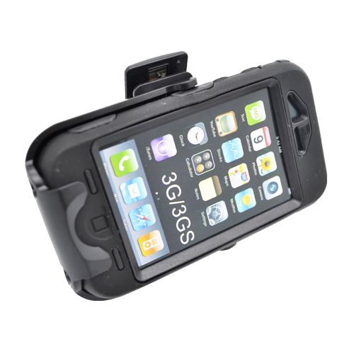 For Apple iPhone 3G 3GS Armor Case Black Black Holster Belt Clip with 