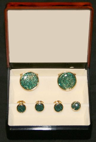 New Aqua / Gold Stud and Cufflink Set Prom Formal