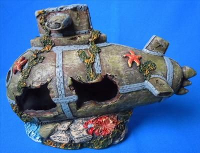 Aquarium Decoration Submarine Wreck Ornament @ Reptile Fresh or Marine 