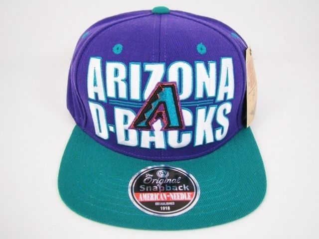 ARIZONA DIAMONDBACKS SNAPBACK HAT PURPLE DOUBLE BLOCK LOGO AMERICAN 