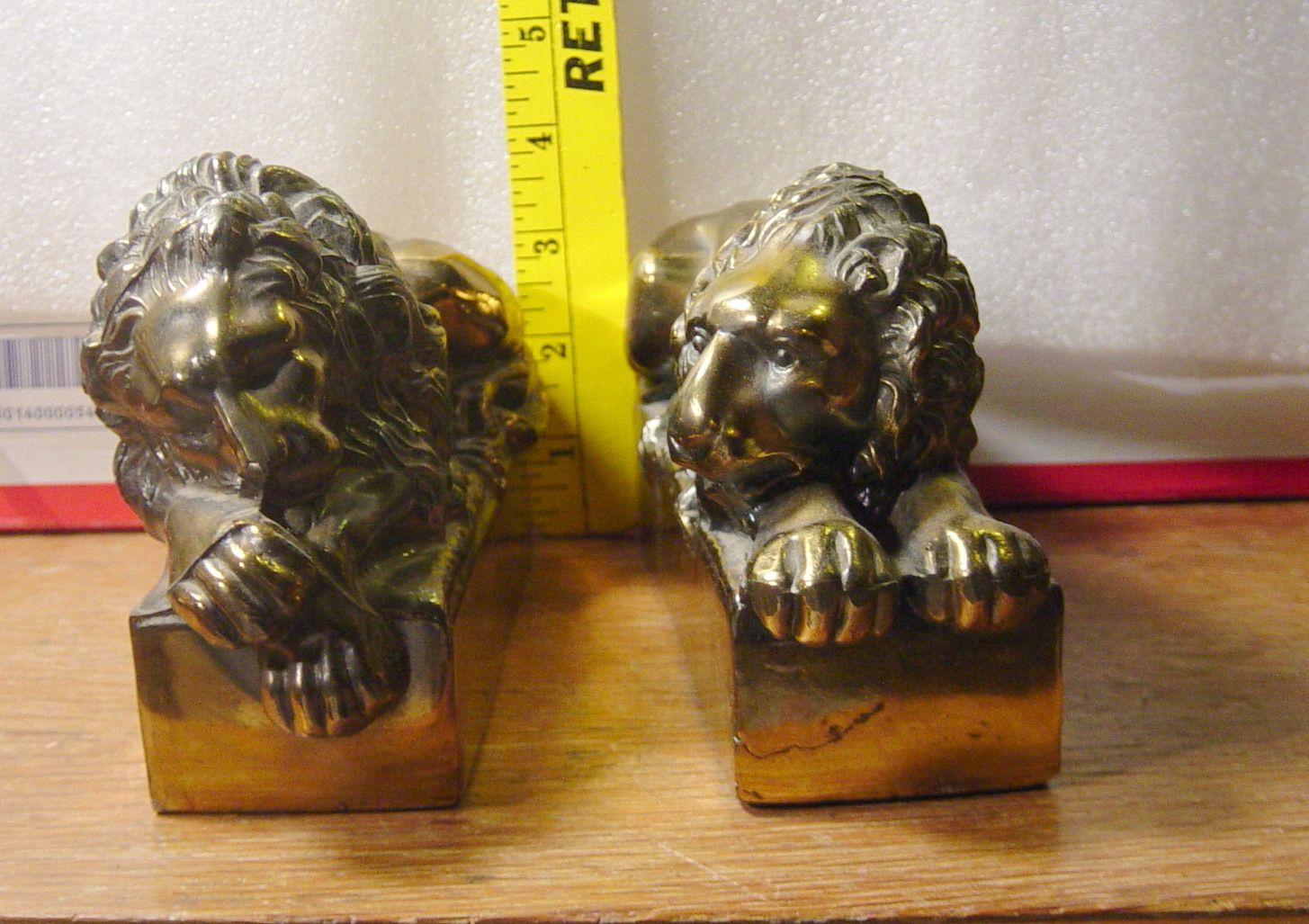 Vintage CAST METAL Lion BOOK ENDS Marked ANTONIO CANOVA 1757 1822