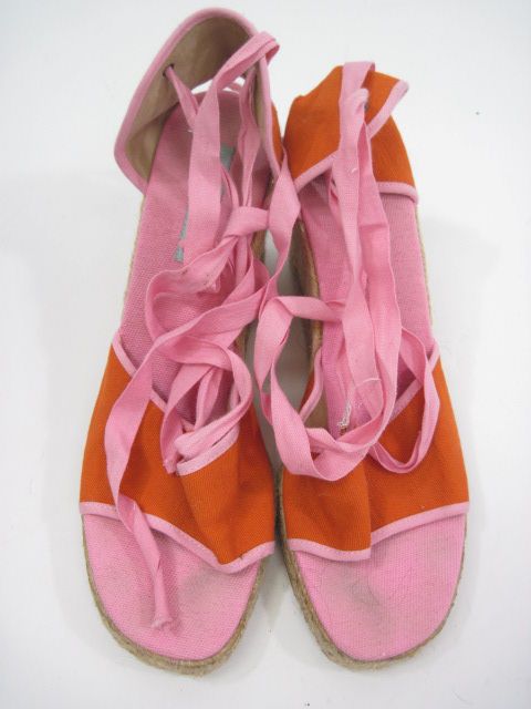 Anya Hindmarch Pink Orange Lace Up Espadrilles Size 11