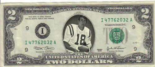 New Orleans Saints Archie Manning $2 Dollar Bill Mint Rare $1