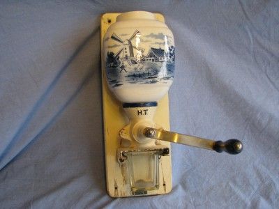 Antique H T Armin Trosser Blue Windmail Coffee Grinder