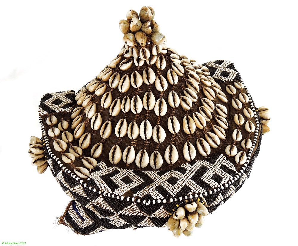 Kuba Royal Hat Mpaan with Beads and Cowrie Shells African