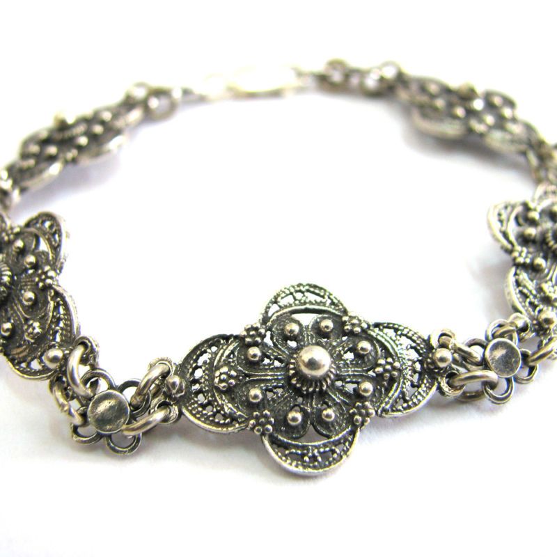 925 Sterling Silver Artisan Filigree Bracelet ID267