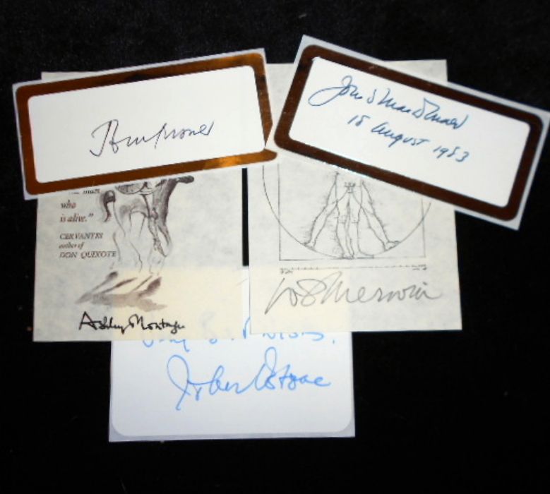 Autographs Ashley Montagu John Mortimer WS Merwin John Osborne John 