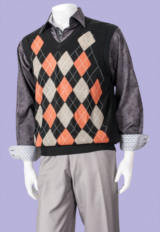 Inserch Argyle Mens Acrylic Knit V Neck Vests s 6X