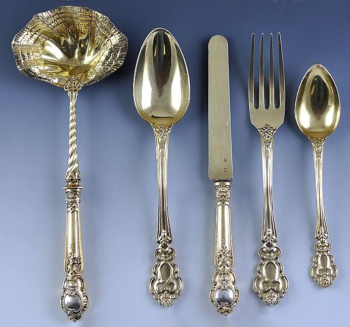 55pc FRENCH STERLING GILT FLATWARE SET AUCHINCLOSS PROVENANCE