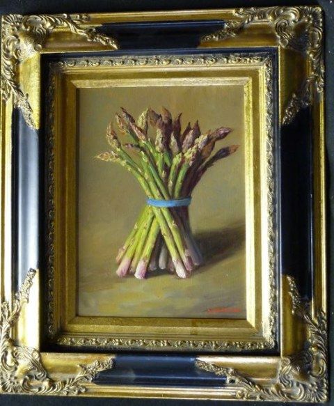   of painting asparagus medium of work oil on canvas size 12 x 9 each