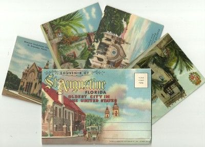 2298 Fla. ST. AUGUSTINE Villa, Church c1917 60s PCs + Souvenir Folder 