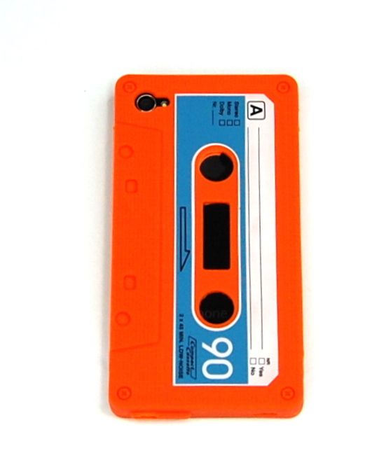 Apple iPhone 4 Audio Cassette Tape Silicone Case Orange