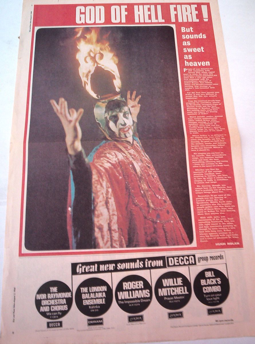 Crazy World of Arthur Brown 1968 RARE Giant Newsprint Poster