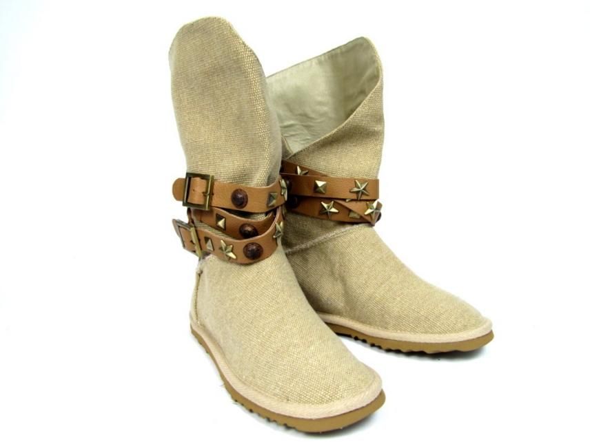 185 Australia Luxe Sinbad Canvas Sand Leather Belt Star Stud Boot 5 