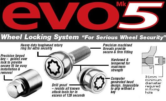 Mercedes V Class 97ON EVO MK5 Locking Wheel Bolt Set Fit The Best 