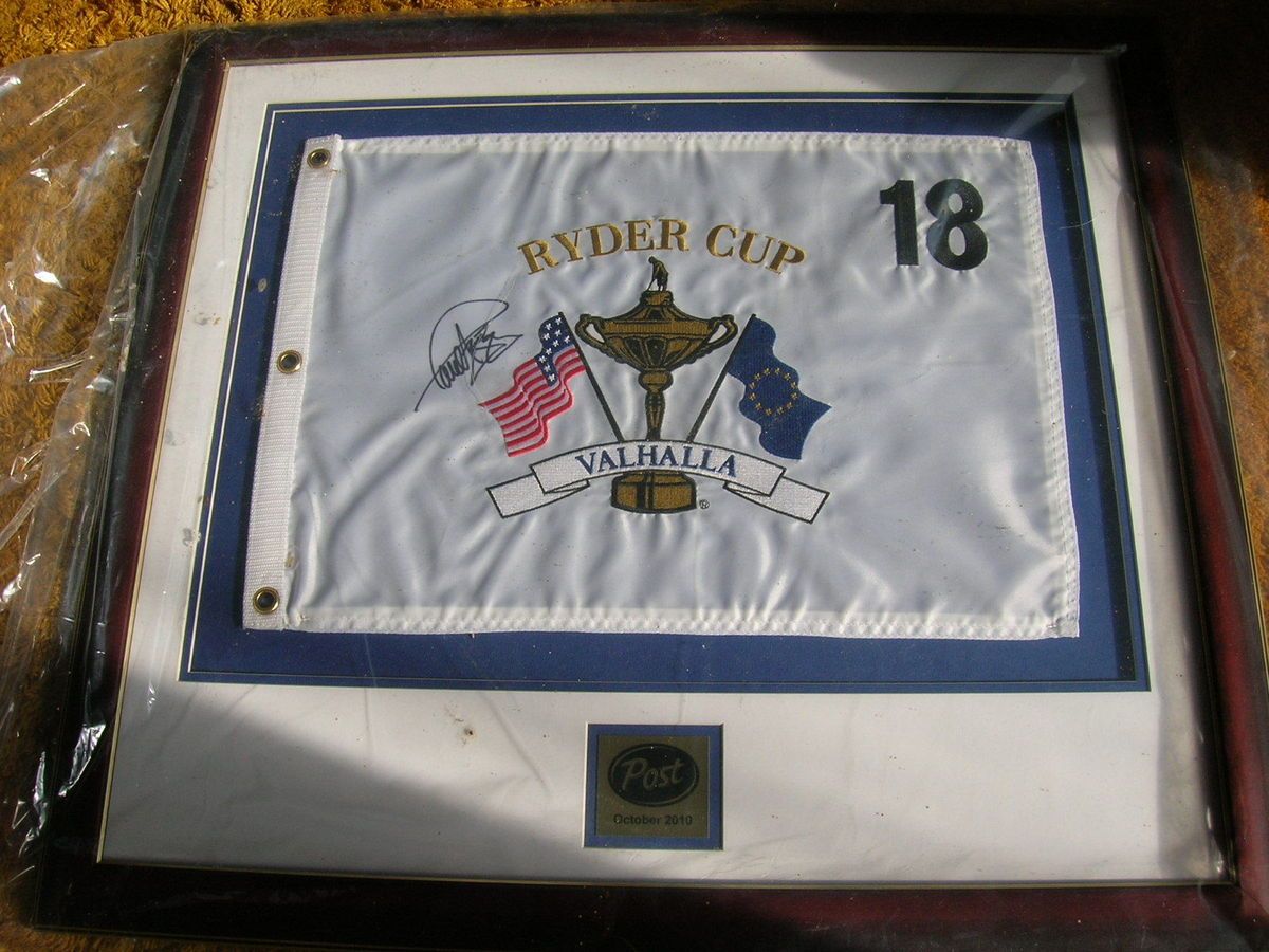   Valhalla October 2010 Framed Pin Flag w Paul Azinger Autograph