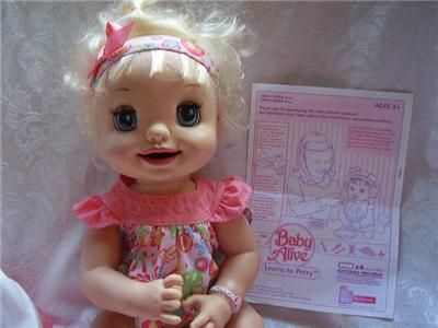 2008 Hasbro Baby Alive Learns to Potty Doll Eats Talks