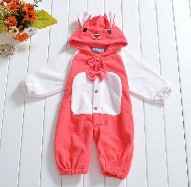  Infant Baby Girls Outfit One Piece Bodysuit Rabbit Fleece Costume 