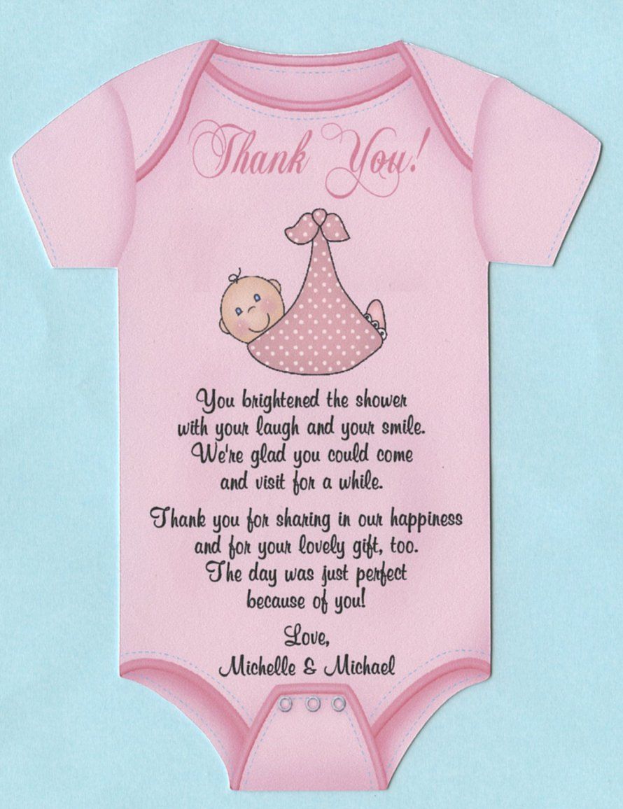 Die Cut Onesie with Baby Personalized Baby Shower Thank You Cards with 