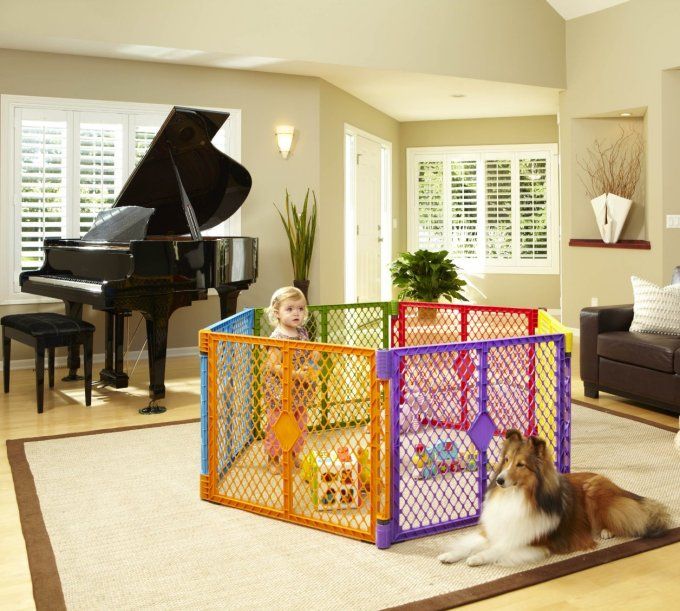 north states color superyard baby pet gate portable play yard 8 panel 