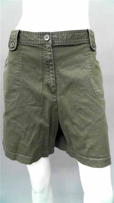 Karen Scott Misses 16 Stretch Walking Shorts Olive Green Solid 