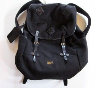 RALPH LAUREN POLO black canvas w/ leather backpack book bag NWT