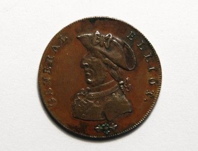   HALFPENNY COIN TOKEN  BIRMINGHAM 1792   General Elliot & Fleur de lis