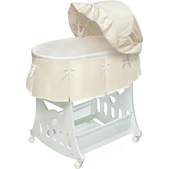 Badger Basket White Ecrue 2 in 1 Convertible Portable Bassinet Cradle 