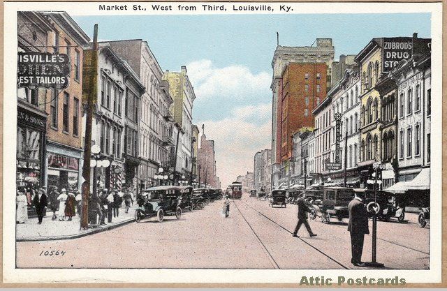 Market St., West from Third, Louisville KY, Cars People, 10564 