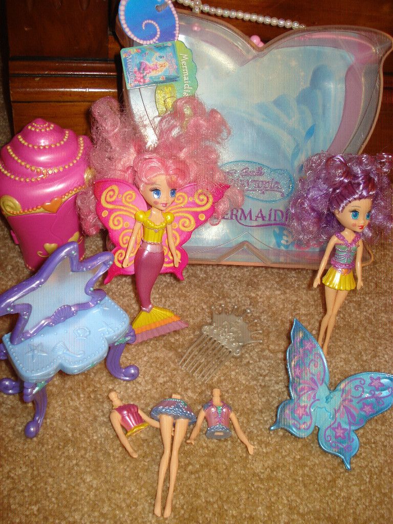   BARBIE FAIRYTOPIA MERMAIDIA FAIRY MERMAID UNDER SEA BUTTERFLY DOLL LOT