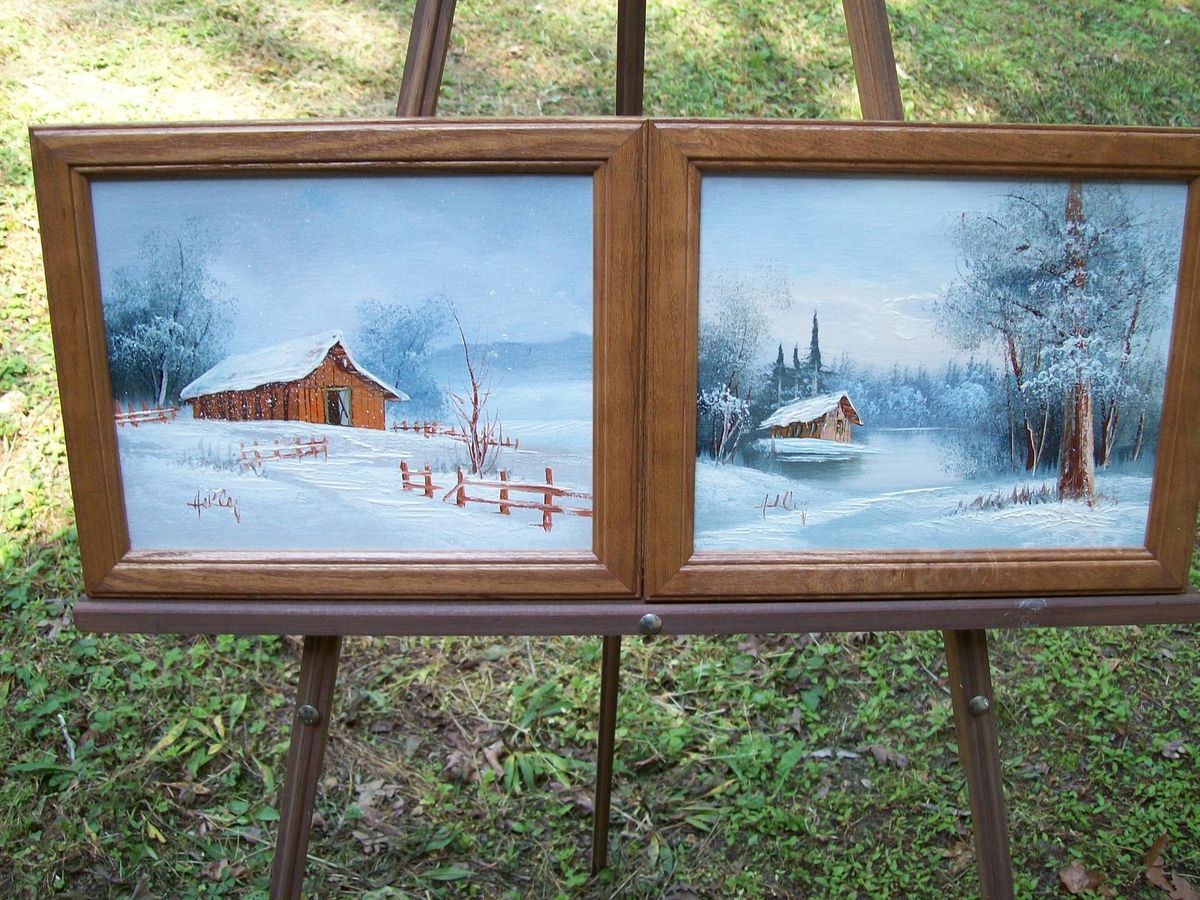 Original Oil PAINTINGS  SMKY MTN WINTER Barn/Landscape Art 