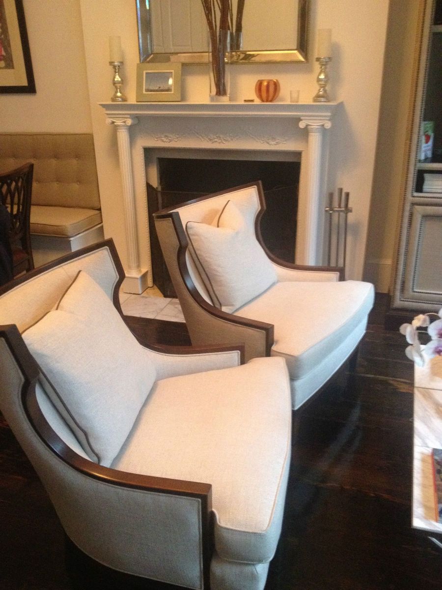 Stunning Elegant Barbara Barry Henderdon Winslow Wing Chairs Pair 