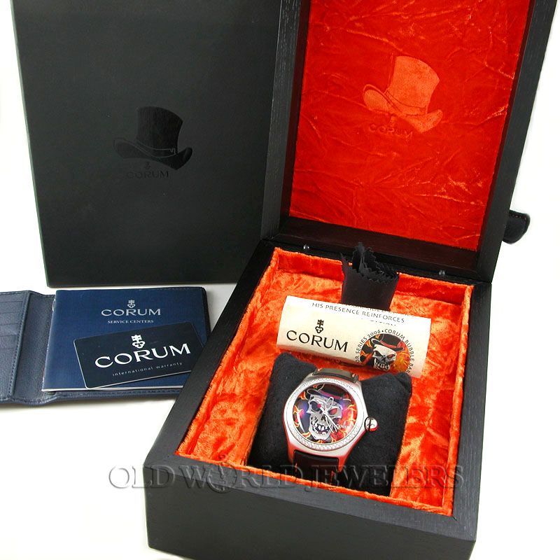 Corum Bubble Baron Samedi Ref 82177671 Limited Ed Steel Diamond Bezel 