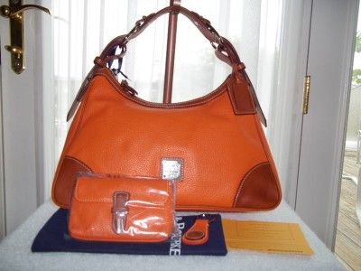 Dooney and Bourke Harrison Hobo in Orange with Mini Clutch and Key Fob 