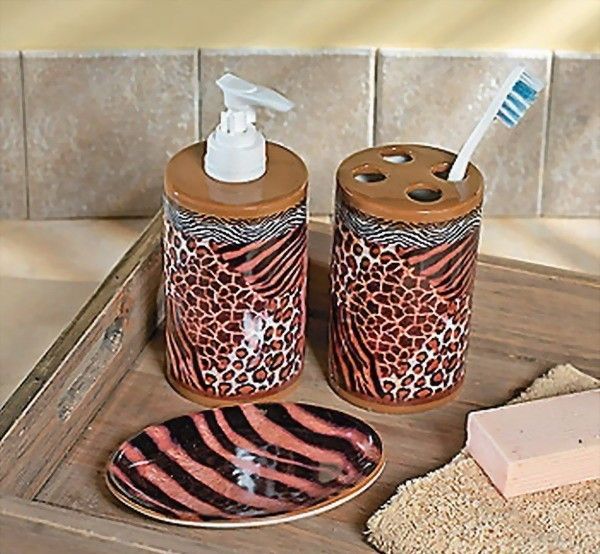 PC Animal Print Animal Print Bathroom Accessory Set Tiger Leopard 