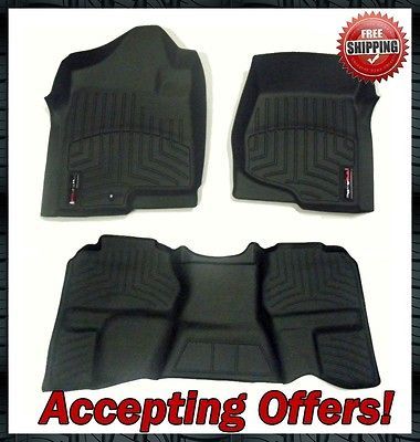 WeatherTech Black Floor Liners 2007 2011 Toyota Tundra CrewMax Front 