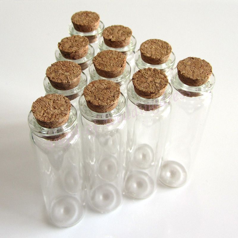 22 x 80 mm Wholesale Lot 10 Pcs Empty Clear Cork Glass Long Bottles 