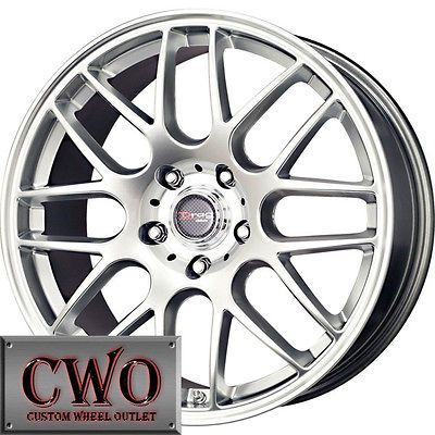 19 Silver Drag DR 37 Wheels Rims 5x114.3 5 Lug Mustang 350Z G35 Crown 